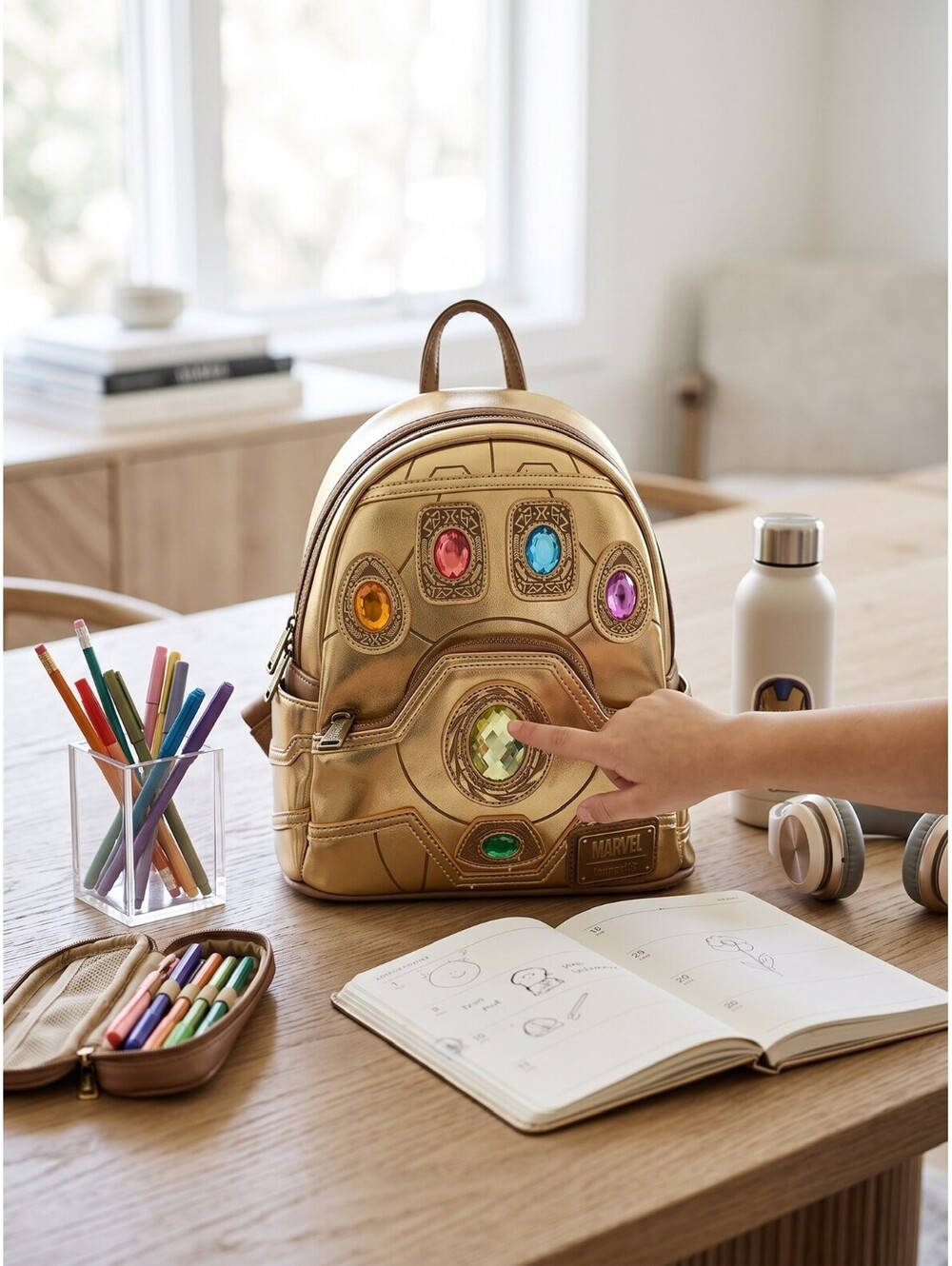 Disney Parks 2024 Loungefly Marvel Avengers Infinity Stone Backpack-Gold